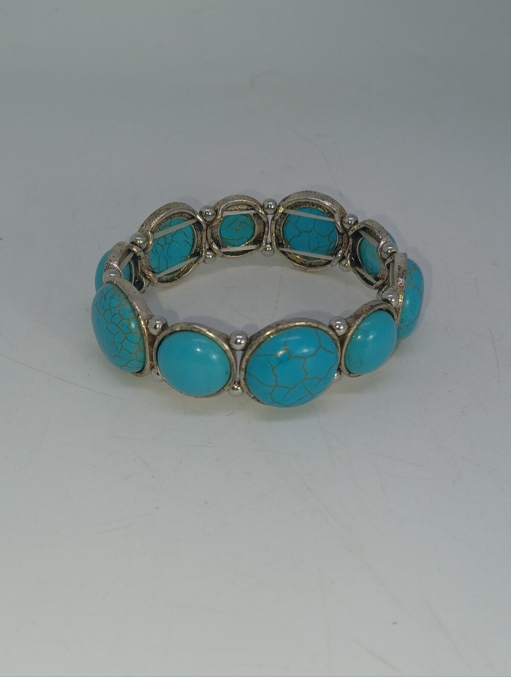 Push Classic Collections Chaz Bracelet Turquoise Silver Tone Stretch Bracelet